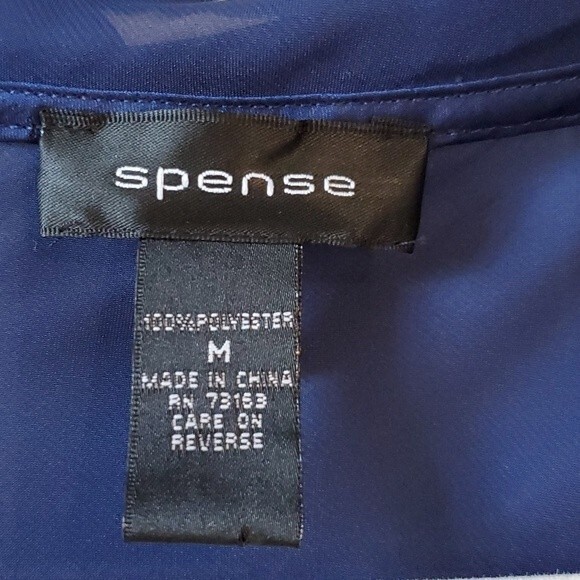 SPENSE BLUE SATIN BIAS CUT SLEEVELESS BLOUSE SIZE MEDIUM - Picture 3 of 7